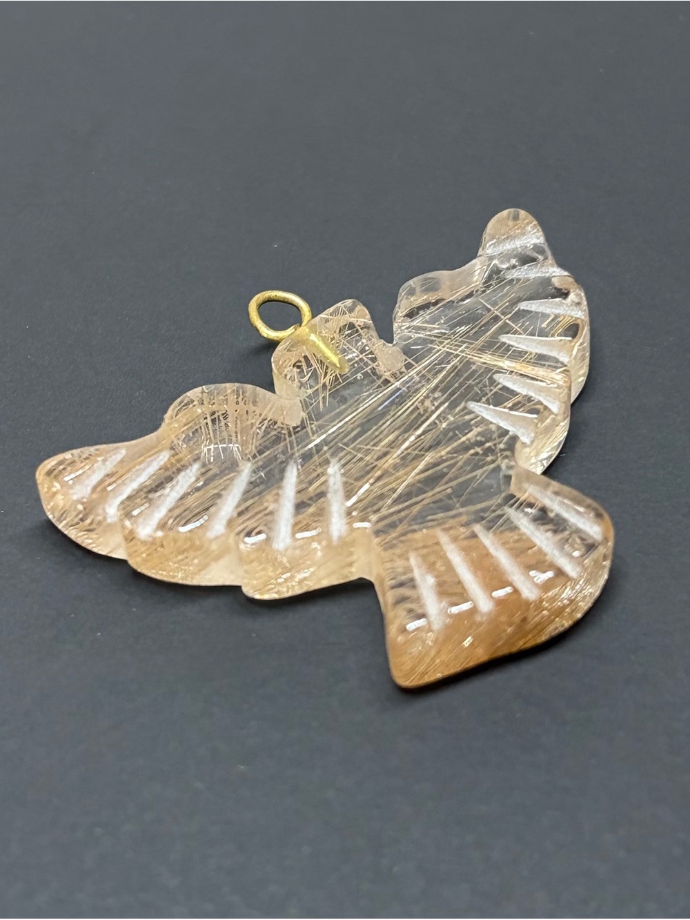 Carved Golden Stone Eagle Bird Pendant - Picture 2 of 9